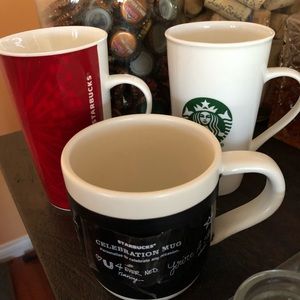 3 Starbucks mugs, 18oz size.